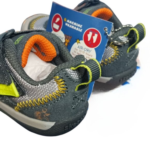 Skechers Baby Boys' Flex Play-Easy Pick Sneaker Charcoal/Grey 4 Medium Toddlers - Picture 4 of 13